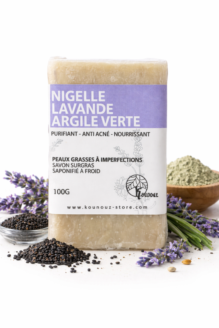 Savon nigelle, lavande ' argile verte 100 g — Kounouz