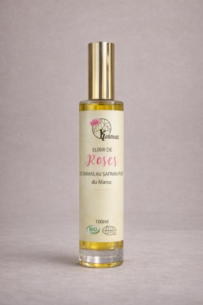 Elixir d'eau de Rose BIO de Damas aux Pistils de Safran BIO-100ml-
