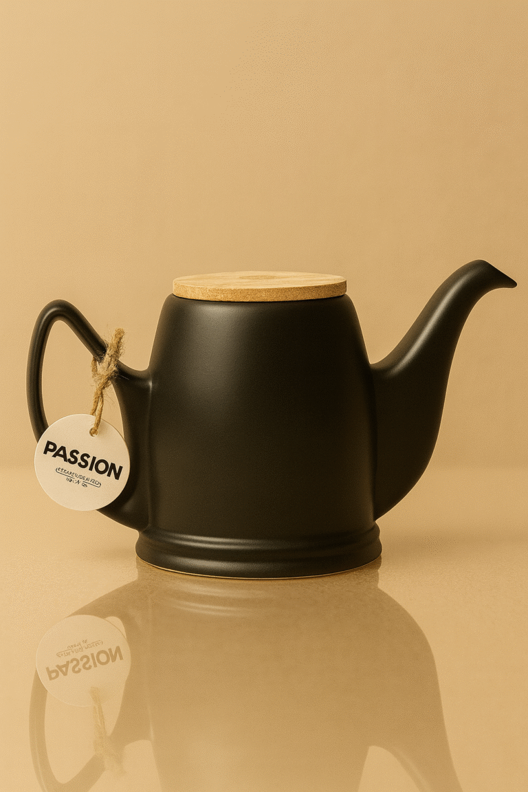 Théière Noire Mate avec Couvercle en Bois-1L400- — Kounouz