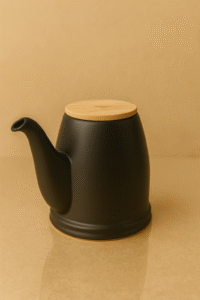Théière Noire Mate avec Couvercle en Bois 1L400 — vue 2 — Kounouz