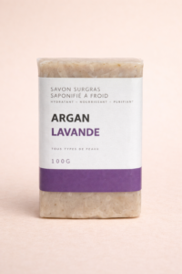Savon Surgras Argan Lavande – Saponifié à froid-100G- — Kounouz