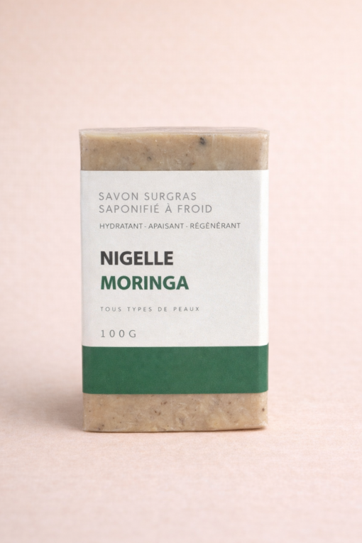 🧼 Savon Surgras Nigelle & Moringa – Saponifié à froid  -100 g –